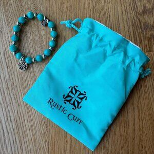 Rustic Cuff Aqua Teal Beaded Bracelet